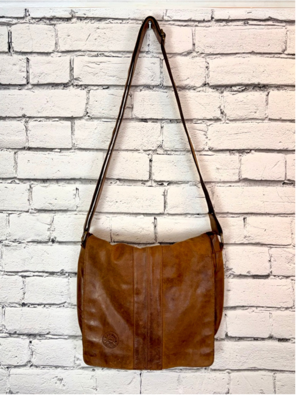 Women's Vera Pelle Leaf Bags Brown Leather Crossbody Messenger Bag Purse 11x10x3